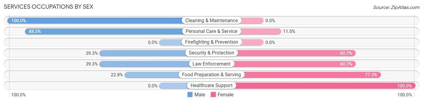 Services Occupations by Sex in Concho County