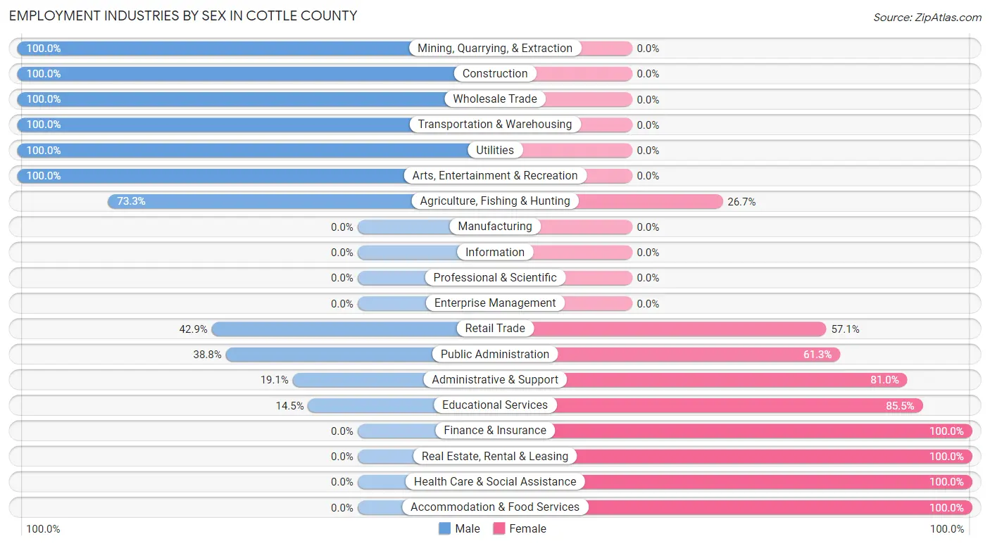 Employment Industries by Sex in Cottle County