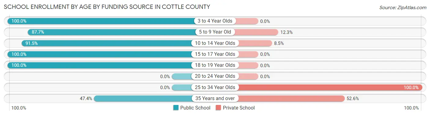 School Enrollment by Age by Funding Source in Cottle County