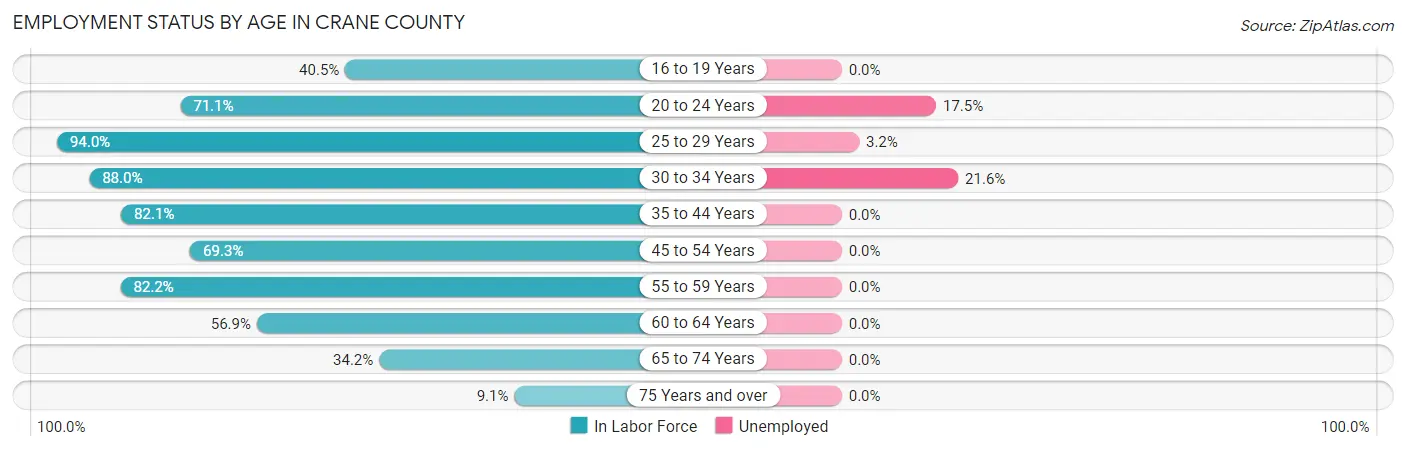 Employment Status by Age in Crane County
