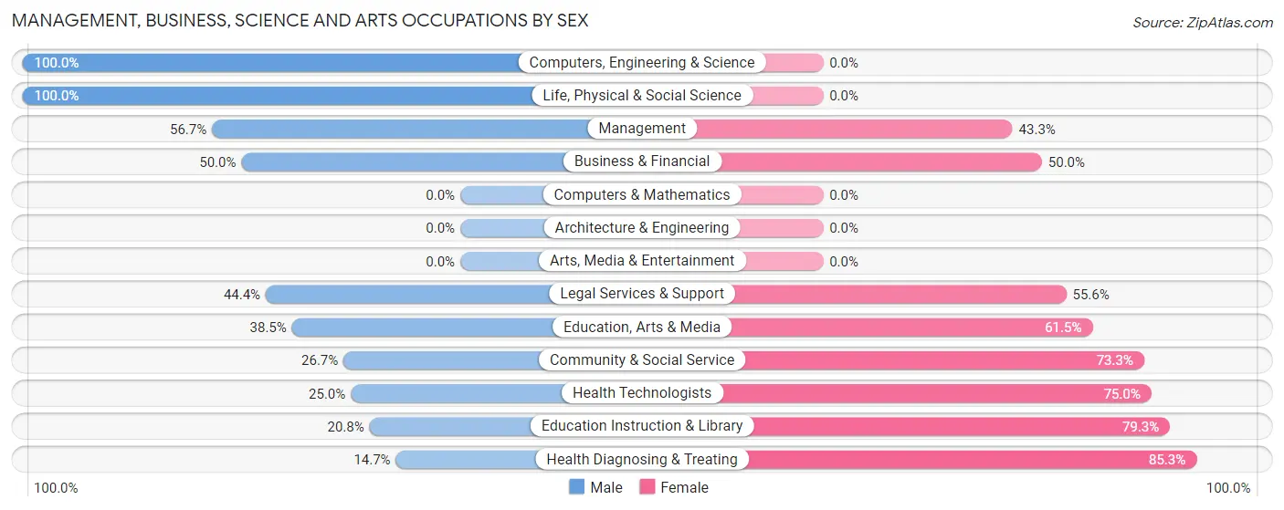 Management, Business, Science and Arts Occupations by Sex in Dickens County