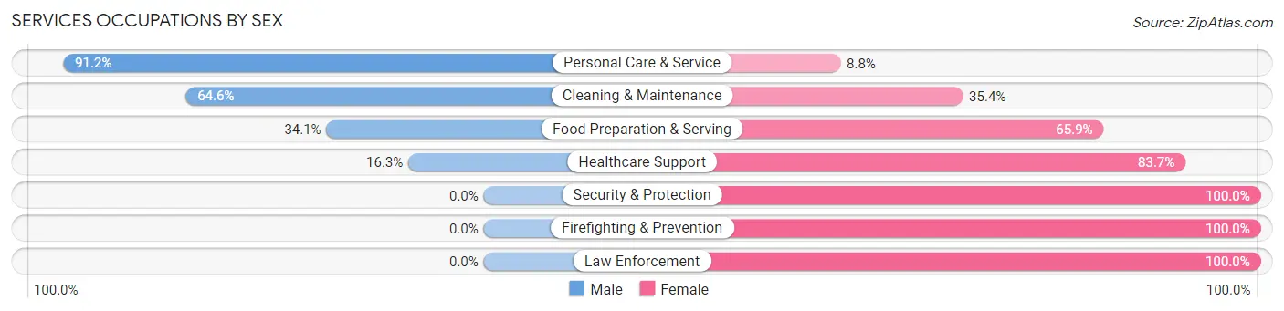 Services Occupations by Sex in Duval County