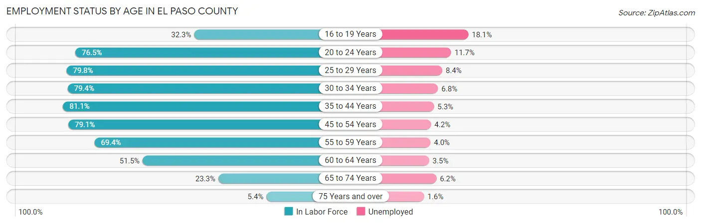 Employment Status by Age in El Paso County