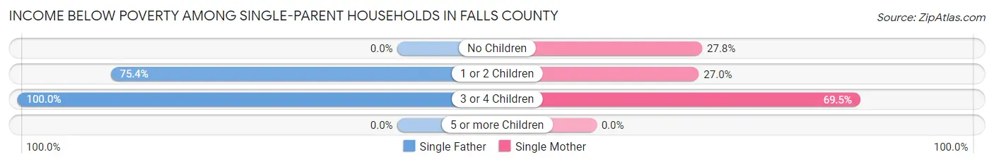 Income Below Poverty Among Single-Parent Households in Falls County