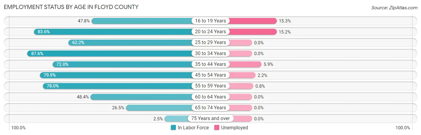 Employment Status by Age in Floyd County
