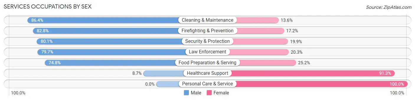 Services Occupations by Sex in Frio County