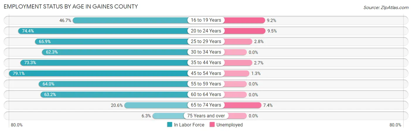 Employment Status by Age in Gaines County