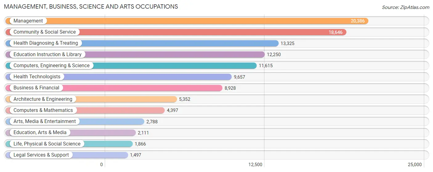 Management, Business, Science and Arts Occupations in Galveston County