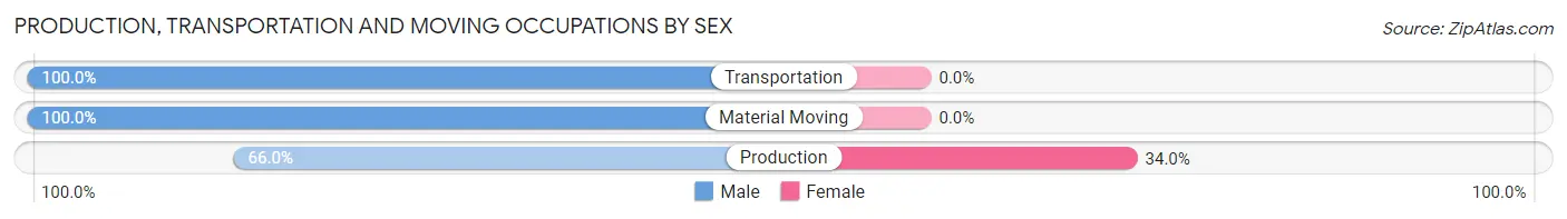 Production, Transportation and Moving Occupations by Sex in Garza County