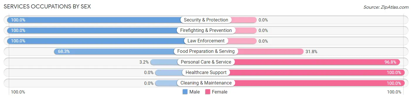 Services Occupations by Sex in Garza County