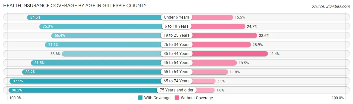 Health Insurance Coverage by Age in Gillespie County