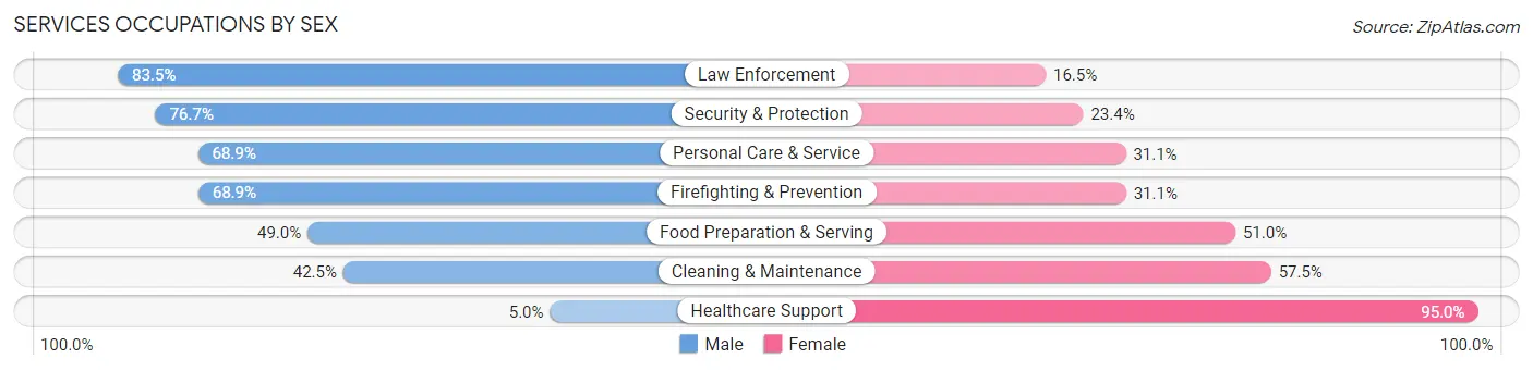 Services Occupations by Sex in Gillespie County