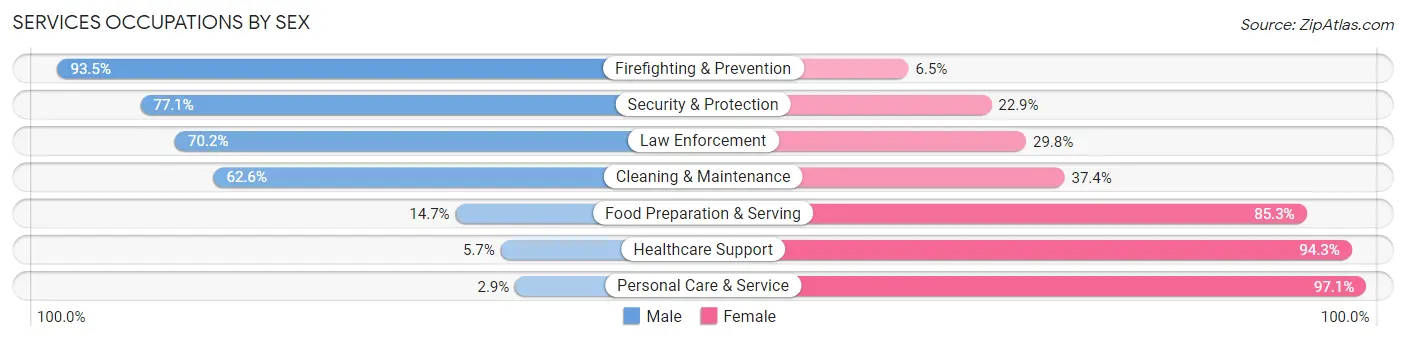 Services Occupations by Sex in Gray County