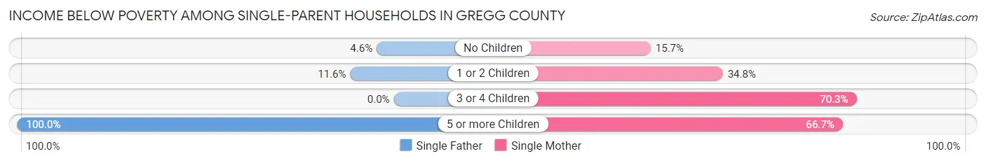 Income Below Poverty Among Single-Parent Households in Gregg County