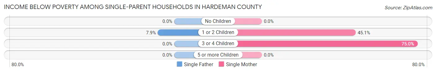 Income Below Poverty Among Single-Parent Households in Hardeman County