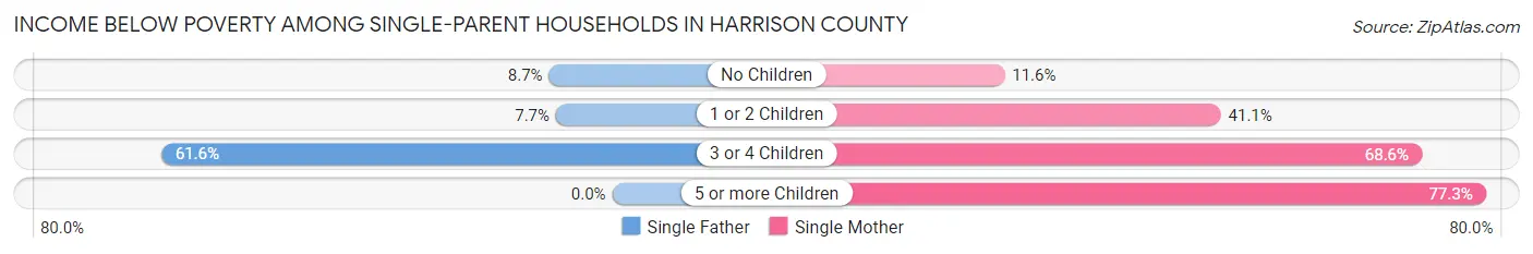 Income Below Poverty Among Single-Parent Households in Harrison County