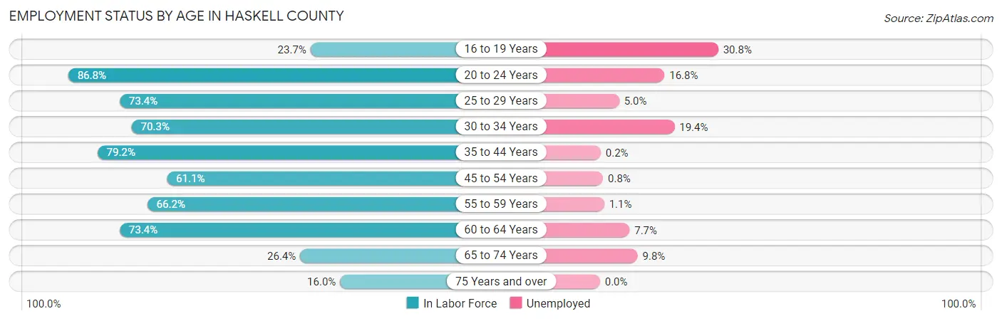 Employment Status by Age in Haskell County