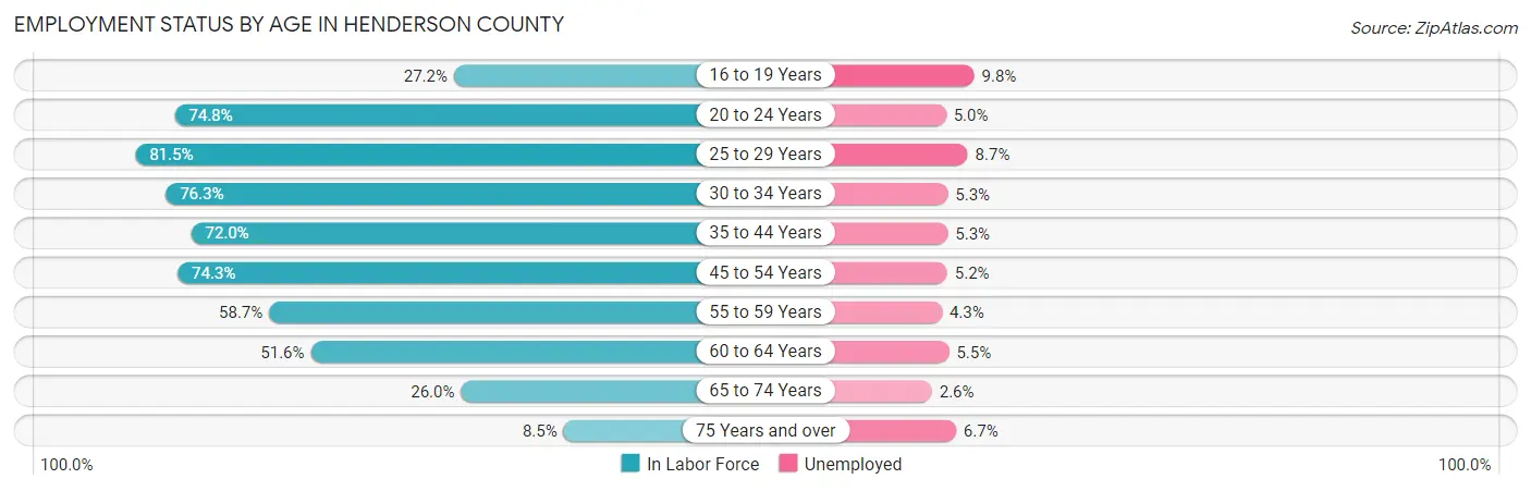 Employment Status by Age in Henderson County