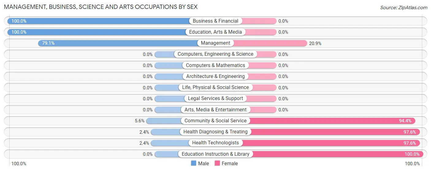 Management, Business, Science and Arts Occupations by Sex in Hudspeth County