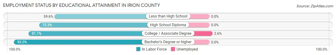 Employment Status by Educational Attainment in Irion County