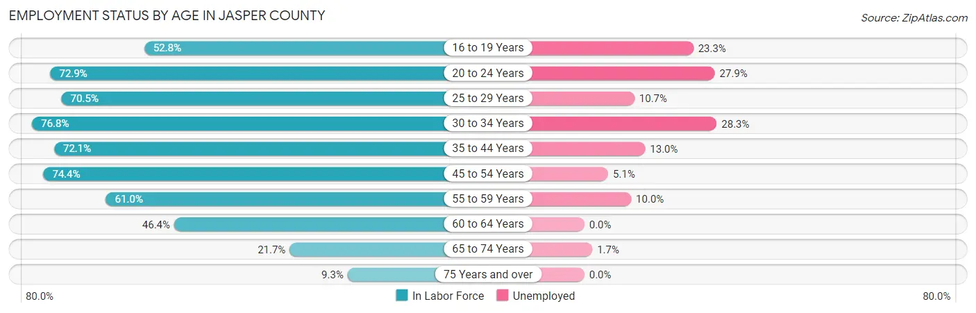 Employment Status by Age in Jasper County