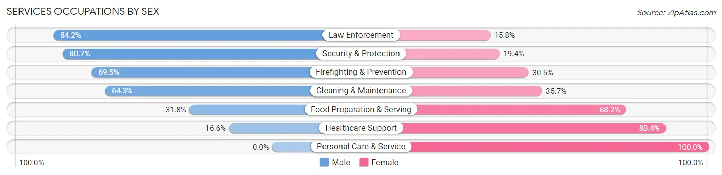 Services Occupations by Sex in Jasper County