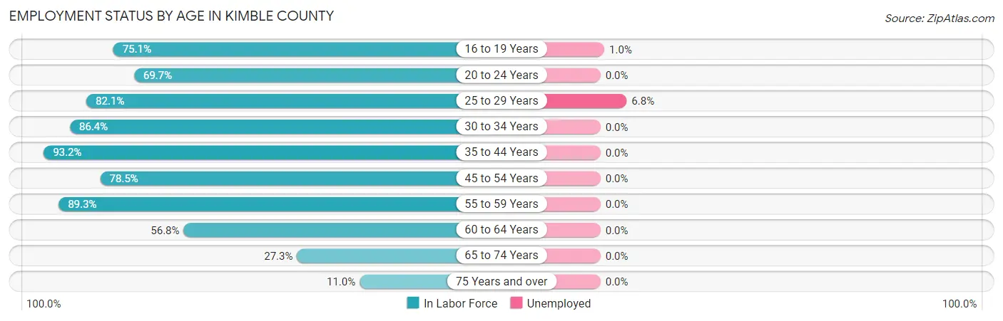 Employment Status by Age in Kimble County