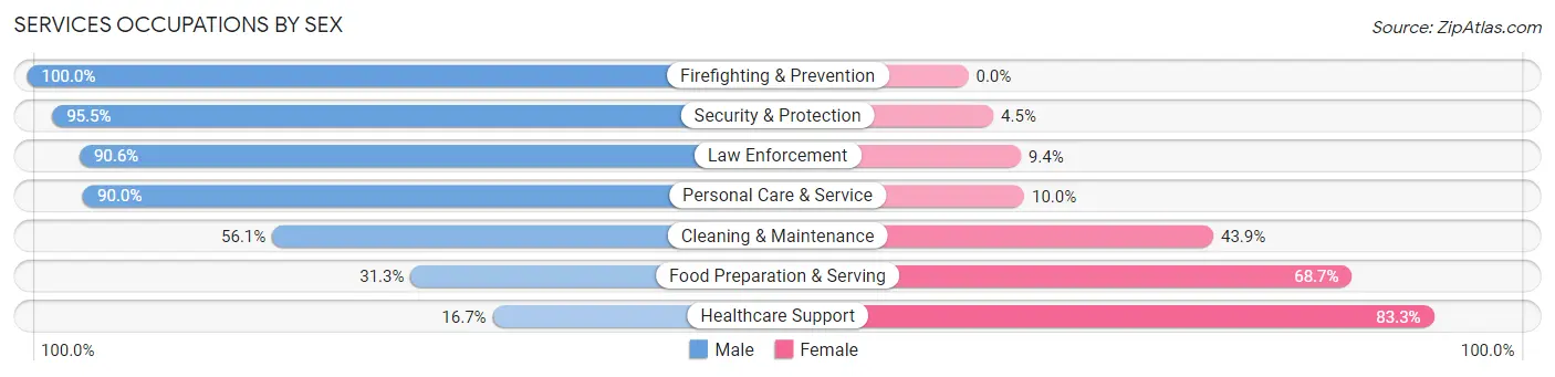 Services Occupations by Sex in Kimble County