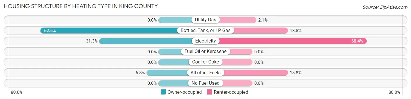 Housing Structure by Heating Type in King County