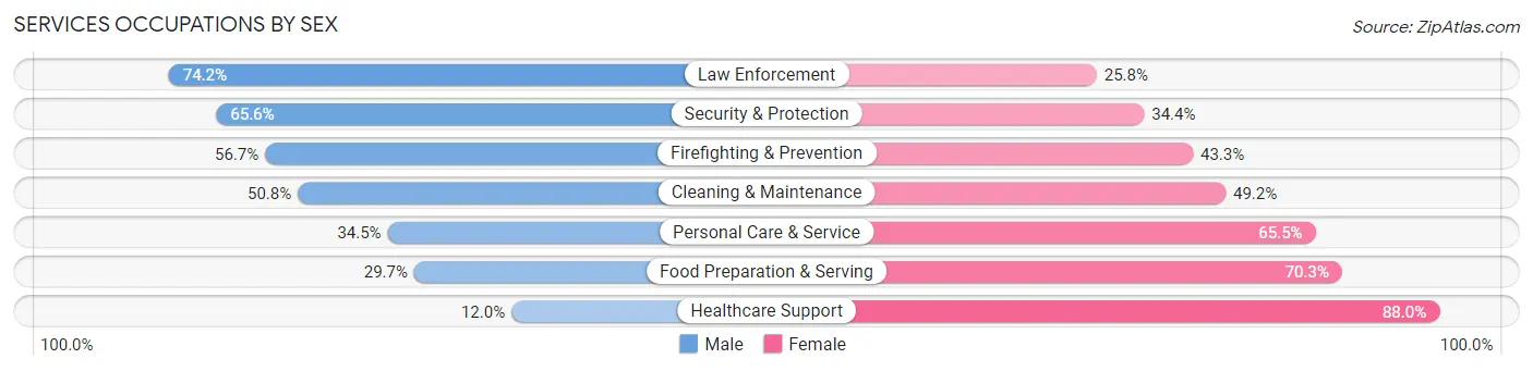 Services Occupations by Sex in Lamar County