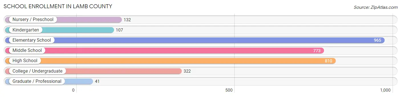 School Enrollment in Lamb County