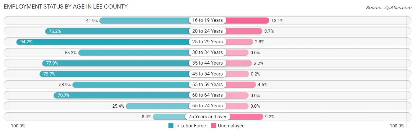 Employment Status by Age in Lee County