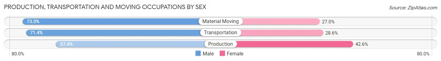 Production, Transportation and Moving Occupations by Sex in Llano County