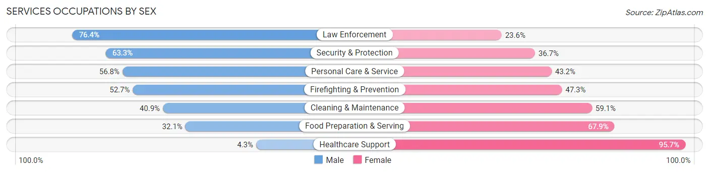 Services Occupations by Sex in Llano County