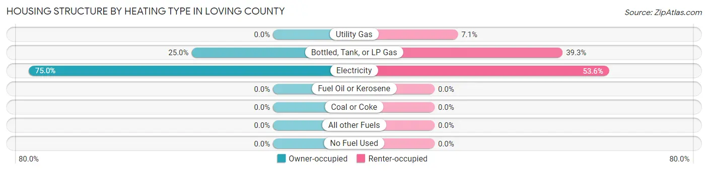 Housing Structure by Heating Type in Loving County