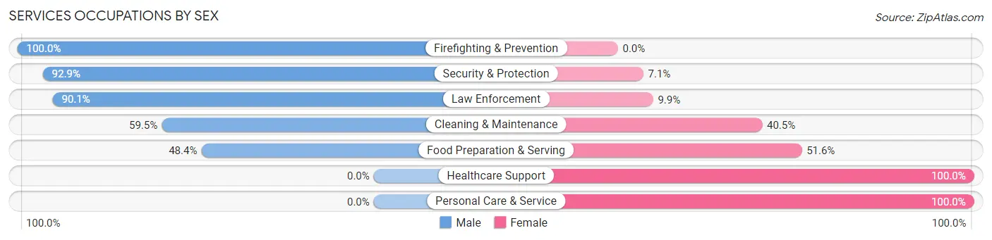 Services Occupations by Sex in Madison County