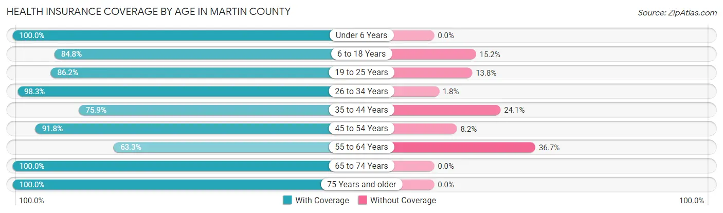 Health Insurance Coverage by Age in Martin County
