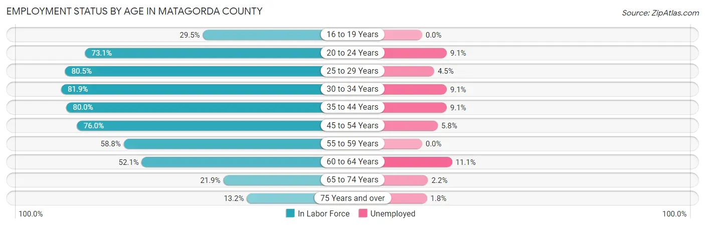 Employment Status by Age in Matagorda County