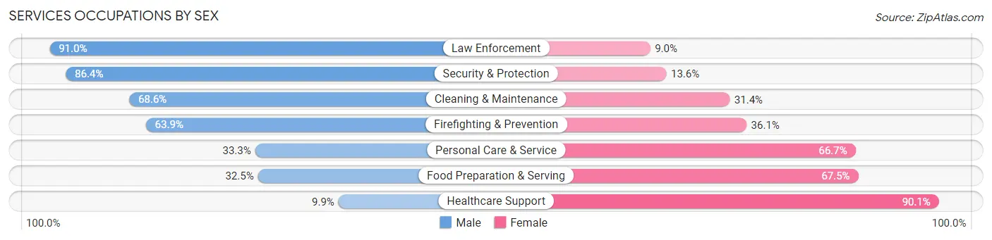 Services Occupations by Sex in Maverick County