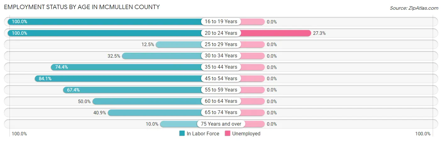 Employment Status by Age in McMullen County