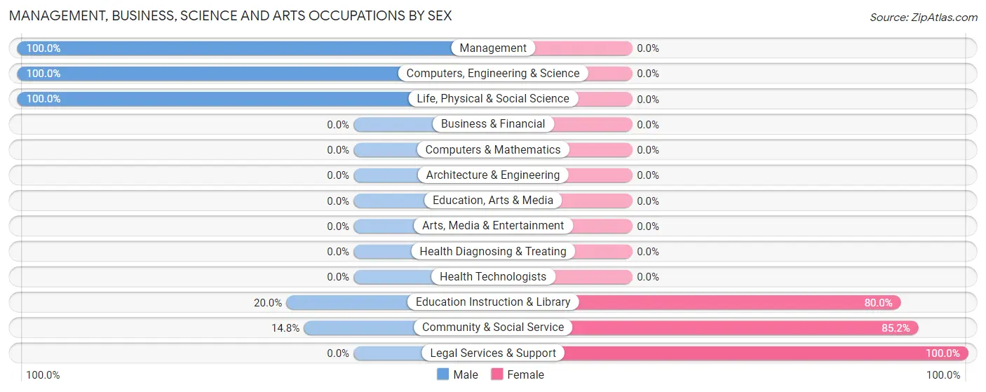 Management, Business, Science and Arts Occupations by Sex in McMullen County