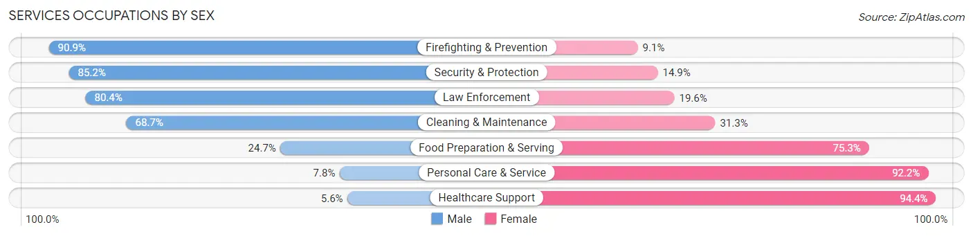 Services Occupations by Sex in Medina County