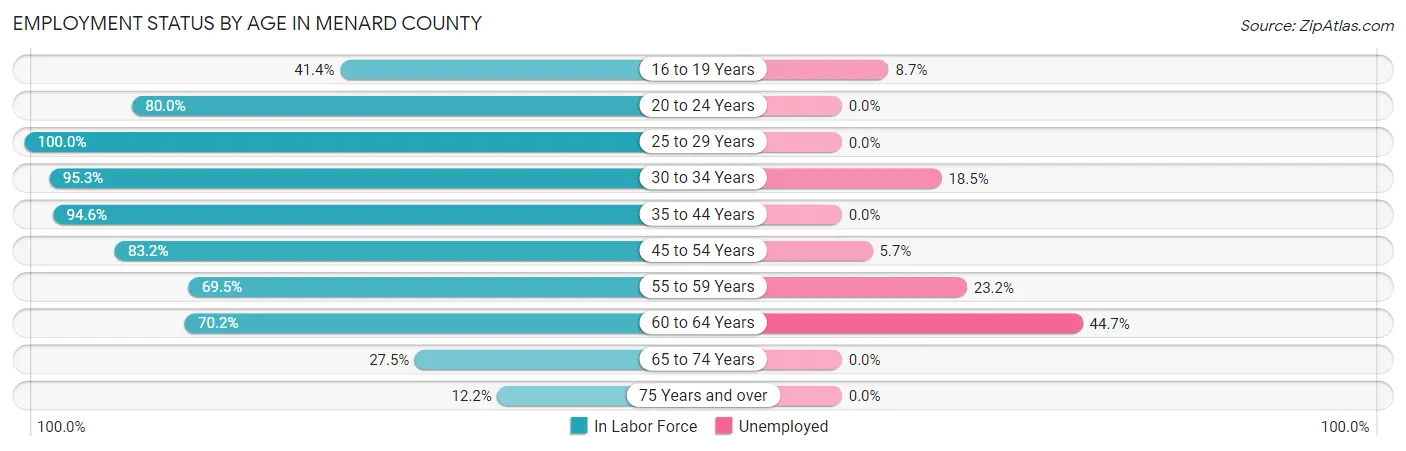 Employment Status by Age in Menard County