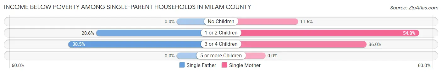 Income Below Poverty Among Single-Parent Households in Milam County