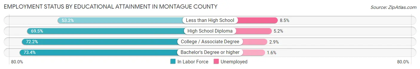 Employment Status by Educational Attainment in Montague County