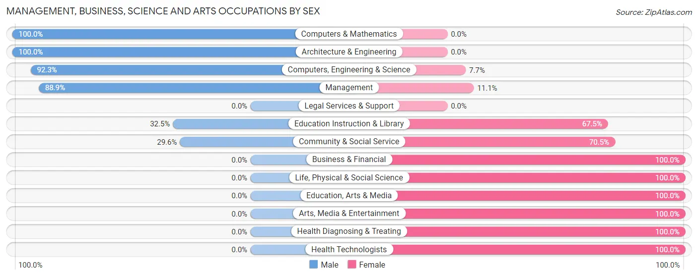 Management, Business, Science and Arts Occupations by Sex in Motley County