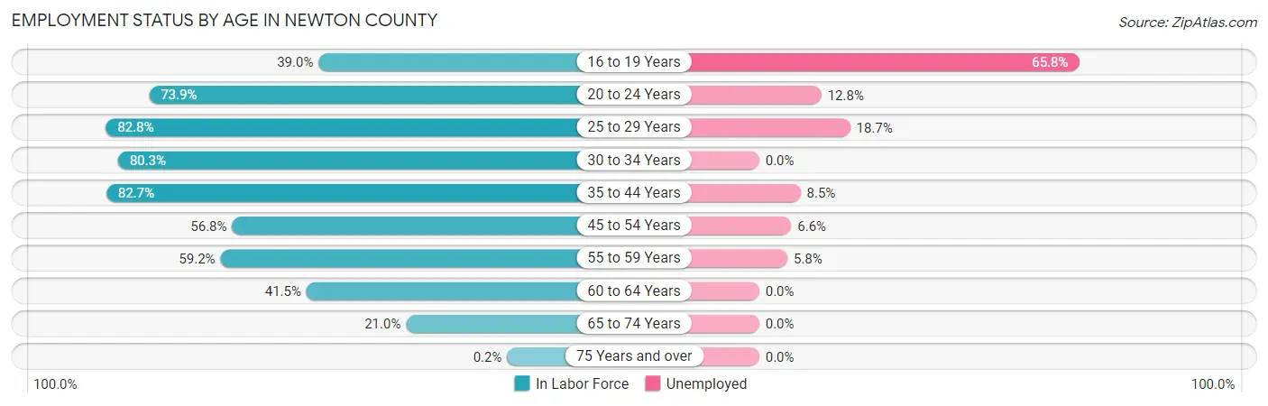 Employment Status by Age in Newton County