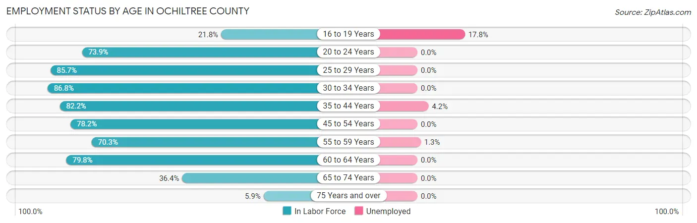 Employment Status by Age in Ochiltree County