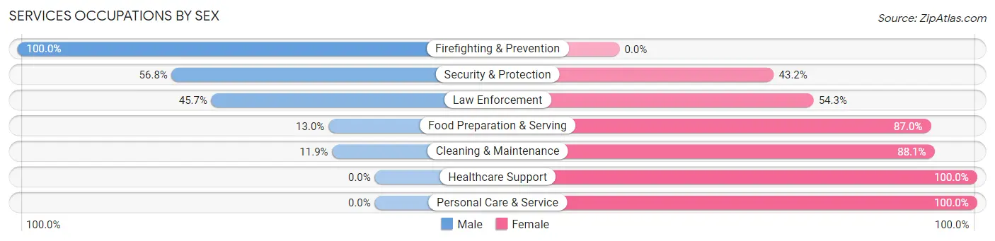 Services Occupations by Sex in Ochiltree County