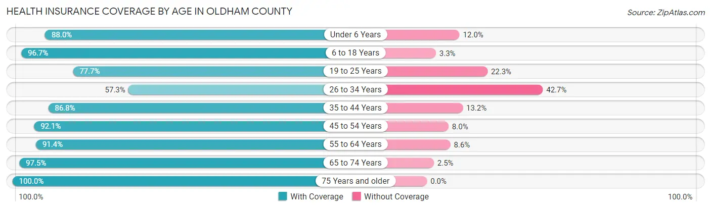 Health Insurance Coverage by Age in Oldham County